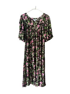 Go Softly Patio Floral Crinkle Midi Dress Women's Medium